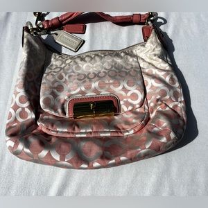 Coach KRISTIN OP ART OMBRE HOBO 16793 PEONY PINK used but good condition